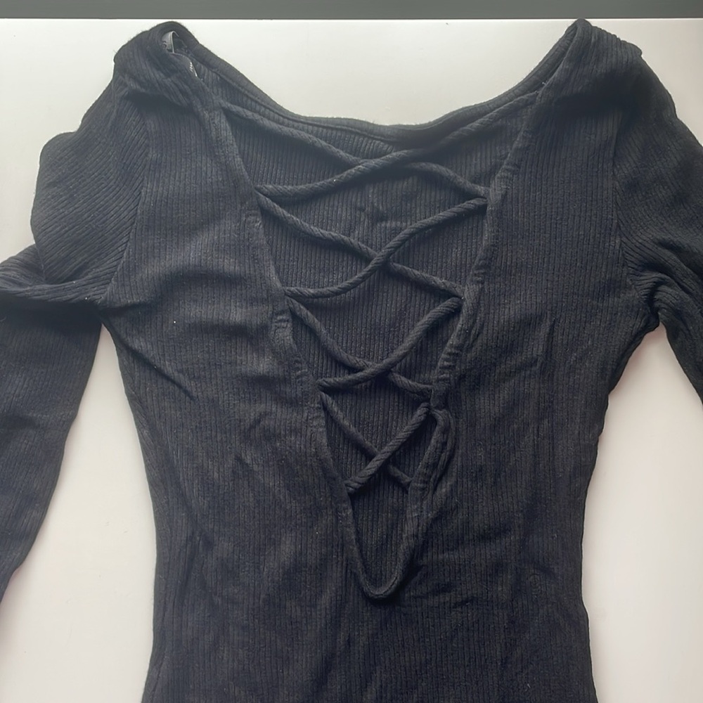 Black Ribbed Bodysuit